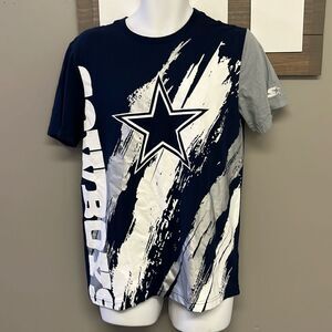 Starter Dallas Cowboys Navy Short Sleeve Crewneck T-shirt with Graphics- Medium